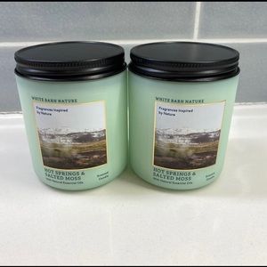 Bath & Body Works 2 Candle Bundle Hot Springs & Salted Moss White Barn Nature